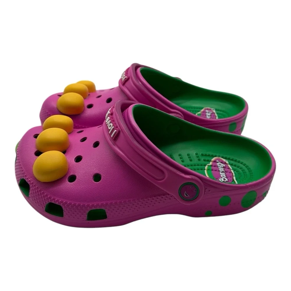 Crocs Barney Classic Clogs KIDS Size J 1 Slip On Shoes I Love You‎ You Love Me